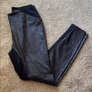 Lysse - Black Faux Leather Sueded Detail Leggings